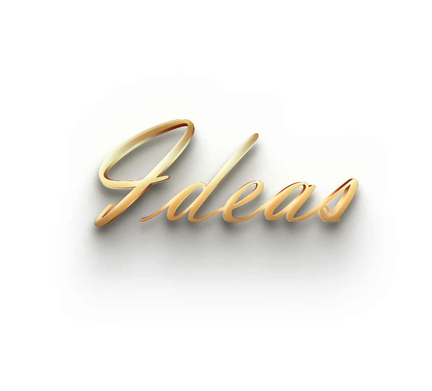 WORD IDEAS gold 3D text effects art typography PNG images free